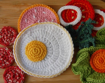 Spiegelei häkeln (1 Stk +) - Crochet Spiegelei Häkeln Spiel Essen Häkeln Spiel Pretend Food Häkeln Frühstück