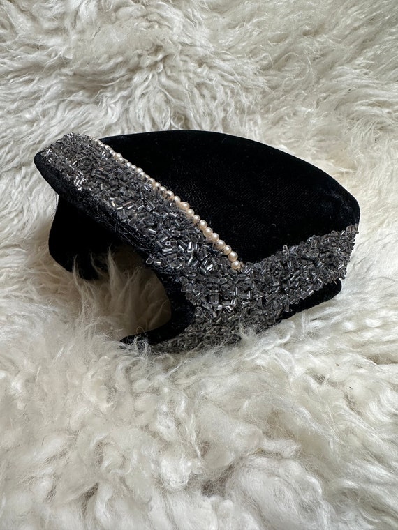 Women’s Black Velvet Beaded Vintage Fancy Headpiec