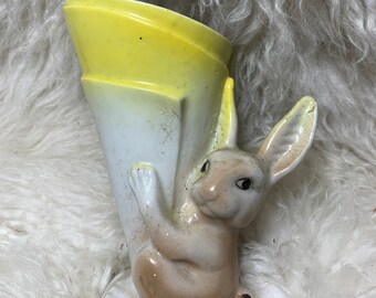 Vintage Ceramic Bunny Vase, Made in Japan