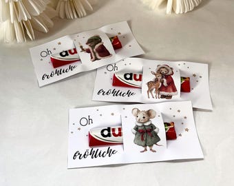 Tischdeko Duplo Weihnachten • Oh du fröhliche • Weihnachtsfeier Tischdeko DIY • Wichtelgeschenk  • Last Minute • Druckvorlage Schokoriegel