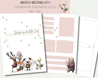 Abschiedsgeschenk Lehrerin Grundschule | Erinnerungsbuch | Erinnerungsalbum | Klassenbuch | Freundebuch | Geschenk Lehrer | download