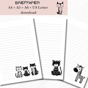 Dierenbriefpapier om af te drukken | prachtig papier journaling |  Papier downloaden | Brieven schrijven | Notitiepapier| PDF-bestand | digitale download