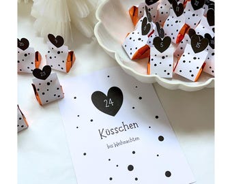 24 Küsschen bis Weihnachten • Wichtelgeschenk Idee • Druckvorlage Adventskalender • Freundin • Last Minute Geschenk • Adventskalender