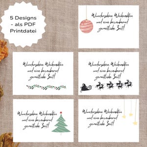 Set di 5 biglietti di auguri di Natale | Posta di Natale | Cartoline da scaricare e stampare | Biglietti d'auguri | A6 | periodo natalizio | Auguri di Natale | ultimo minuto