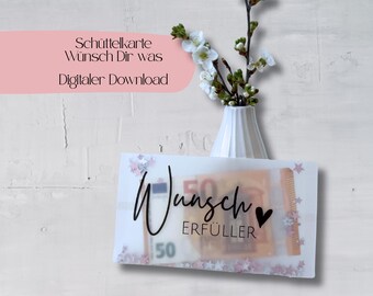 Birthday cash gift | Shaker card | Wrapping money | Birthday greetings | Cash gift | Shaker card making download | Wish-fulfiller