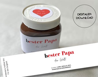 Father&#39;s Day gift idea | Nutella label | personalized gift | gift for dad | last-minute gift idea | digital download