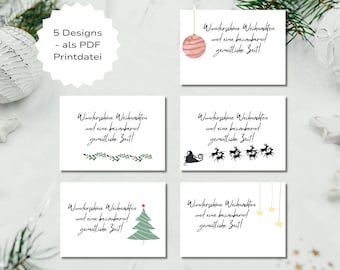 クリスマスカード5枚セット | クリスマスメール | ポストカードのダウンロードと印刷 | グリーティングカードA6 | クリスマスシーズン | 直前のクリスマスの挨拶