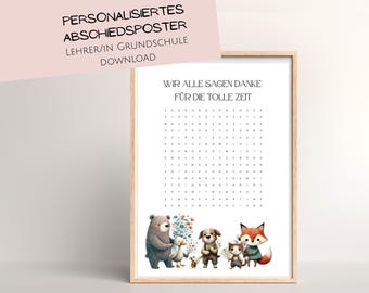 Farewell gift for elementary school teacher | personalized | poster | elementary school farewell | puzzle | gift for teacher | download