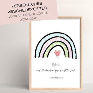 Farewell gift for elementary school teacher | Rainbow fingerprints | Farewell elementary school | Thank you | DIY teacher gift | download