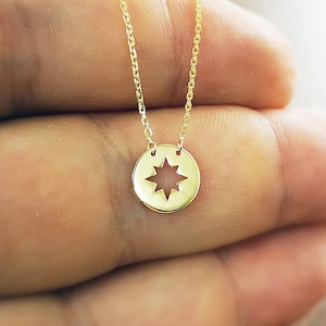 Silver North Star Necklace / Gold Color Sterling Silver Pole Star Necklace, North Star Pendant Jewelry, Polaris Gift 925 K Tiny Silver Star