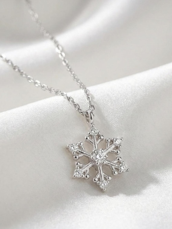 Dainty Snowflake Necklace: 925K Silver Pendant, Winter Jewelry