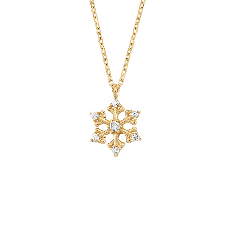 ★SHINee着用★【Fotl】SNOWFLAKE NECKLACE Fashion Dainty Snowflake Necklace with Birthstones, 925