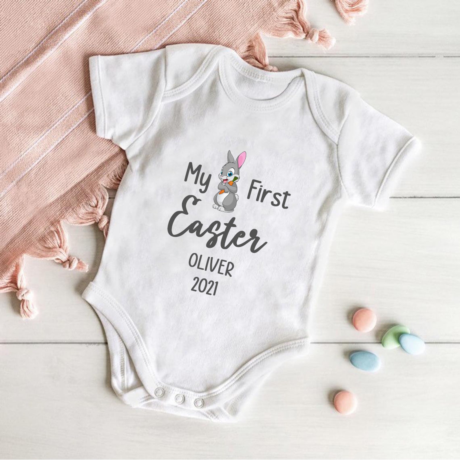 Personalised Babys First Easter Vest Easter Babygrow Custom | Etsy