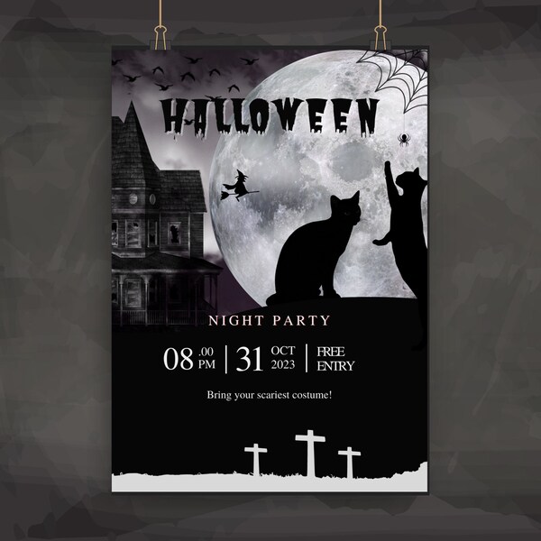 Vintage Halloween-Einladungen Halloween-Party einladen Erwachsene Halloween-Kostüm-Party einladen Bearbeitbare druckbare digitaler Download