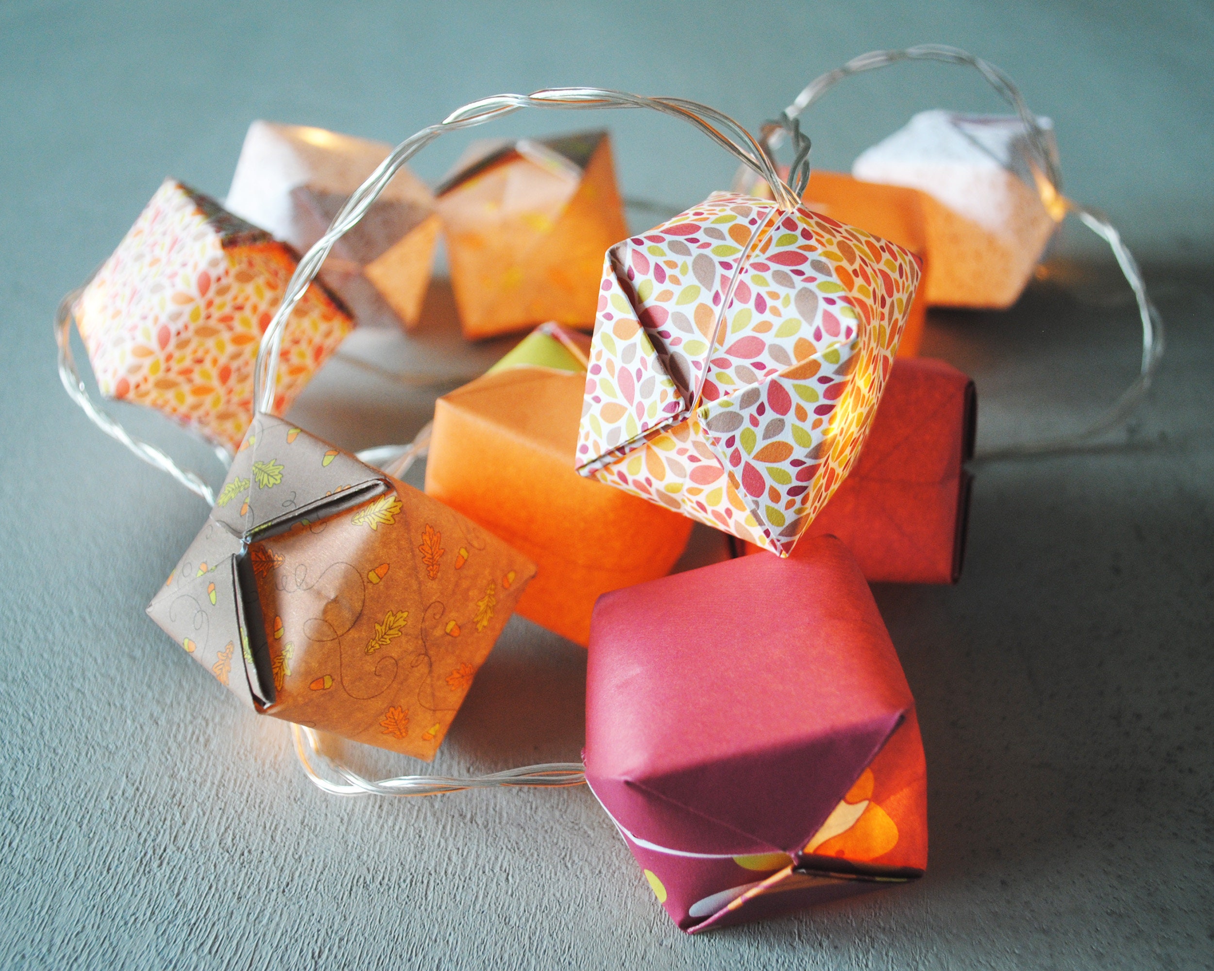 Guirlande Lumineuse Origami Feuilles