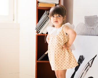 Robe pour filles avec une grande noeud sur le dos, Taille 1-8 ans, 100 % coton biologique