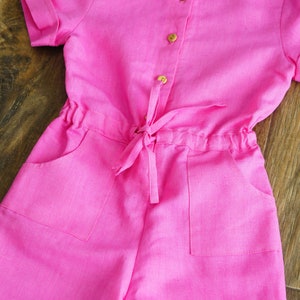 Girl comfy coverall, size 4 yrs, pink linen , last one image 4