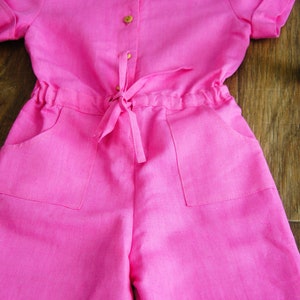 Girl comfy coverall, size 4 yrs, pink linen , last one image 5