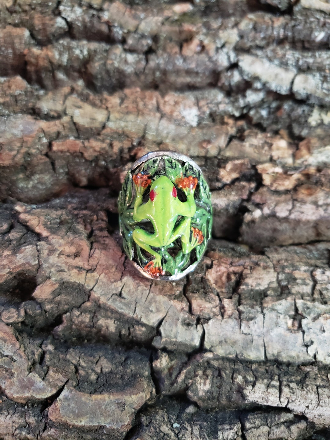 Colored Frog Rings Frog Ring,, Hand Painted Red Eye Green Tree Frog Silver Size 7 Ring - Etsy