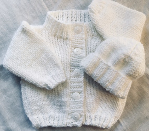 Infant white top cardigan sweater