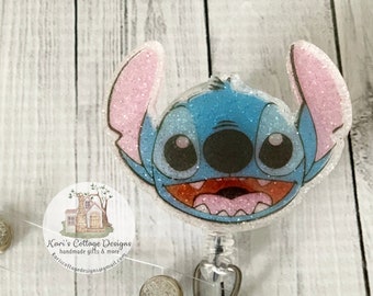 Blue Alien Retractable Badge Reel | Glitter Badge Reel | Nurse Badge Reel | Teacher Badge Reel | Fun Badge Reel