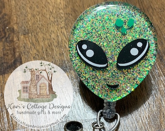 Alien Retractable Badge Reel | Glitter Badge Reel | Nurse Badge Reel | Teacher Badge Reel | Unique Badge Reel | Fun Badge Reel