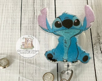 Blue Alien Retractable Badge Reel | Glitter Badge Reel | Nurse Badge Reel | Teacher Badge Reel | Fun Badge Reel