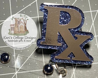 Rx Retractable Badge Reel | Pharmacy Badge Reel | Nurse Badge Reel | Teacher Badge Reel