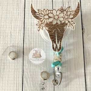 Cow Skull Retractable Badge Reel | Glitter Badge Reel | Nurse Badge Reel | Teacher Badge Reel | Beaded Badge Reel | Western Badge Reel