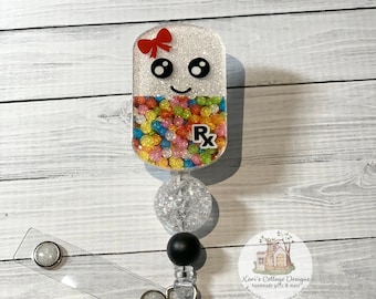Pill Retractable Badge Reel | Fun Badge Reel | Nurse Badge Reel | Pharmacy Badge Reel | Cute Badge Reel