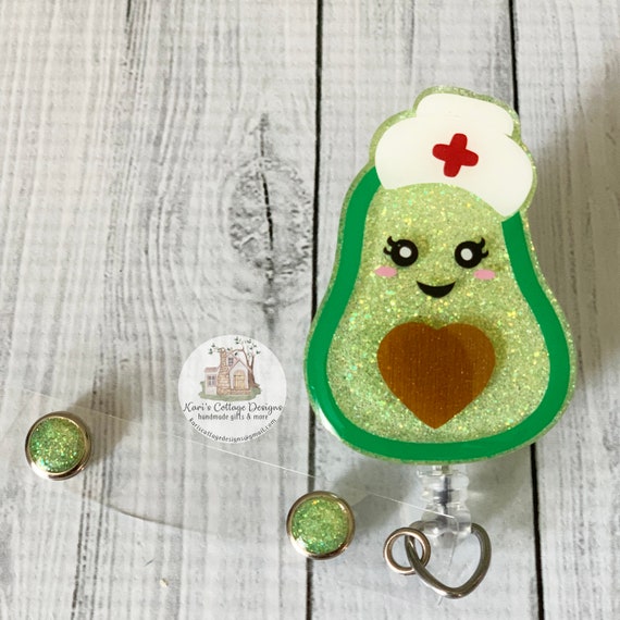 Cute Avocado Nurse Retractable Badge Reel | Glitter Badge Reel | Nurse  Badge Reel | Unique Badge Reel | Funny Badge Reel