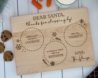 Wooden Santa Serving Tray | Personalized Christmas Eve Serving Board | Santa and Reindeer Cookie Tray