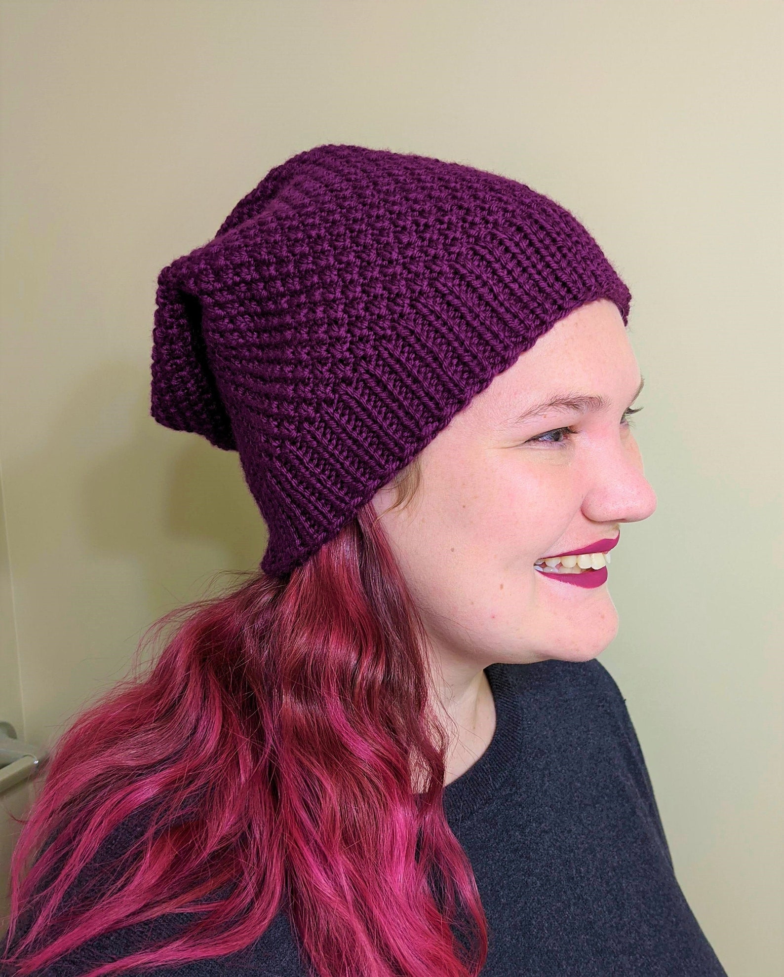Diamond Slouchy Toque Knitting Pattern Adult Etsy