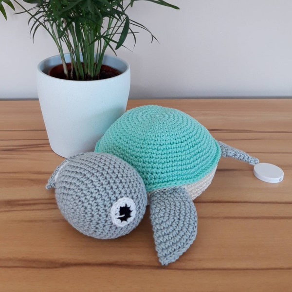 Spieluhr Schildkröte, Kuscheltier, gehäkelt, Geschenkidee, Baby,Babyparty, Babybett, Geburt, Taufe, Geschenk, Geschenkidee