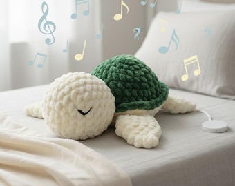 Tartaruga giocattolo musicale, peluche, all'uncinetto, idea regalo, neonato, baby shower, culla, nascita, battesimo, presente