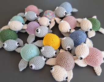Baby rattle turtle – handmade, amigurumi, birth gift, crocheted toy, personalized, christening gift, cuddly toy