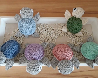 Rassel, Schildkröte, Baby, Geschenk zur Geburt, Turtle, Geschenkidee, Amigurumi, Tier, gehäkelt