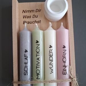 Gift set, wooden box, candles, take what you need, birthday, candle box, gift for girlfriend, souvenir