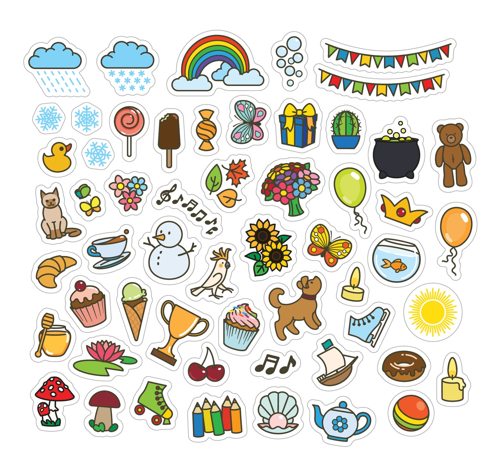 Cute Girls printable stickers set Etsy