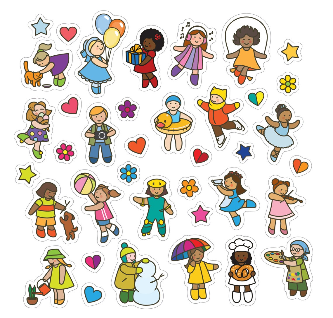 Cute Girls printable stickers set Etsy