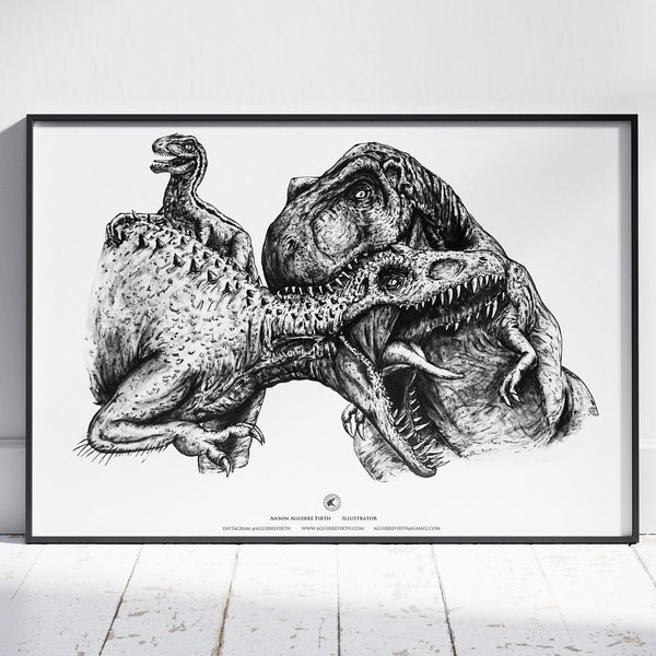 Dino Battle Art Print