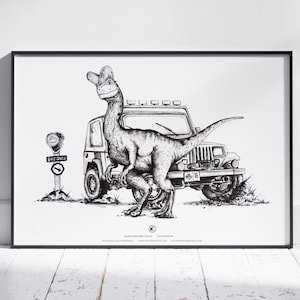 Dilophosaurus mit JP Jeep Kunstdruck