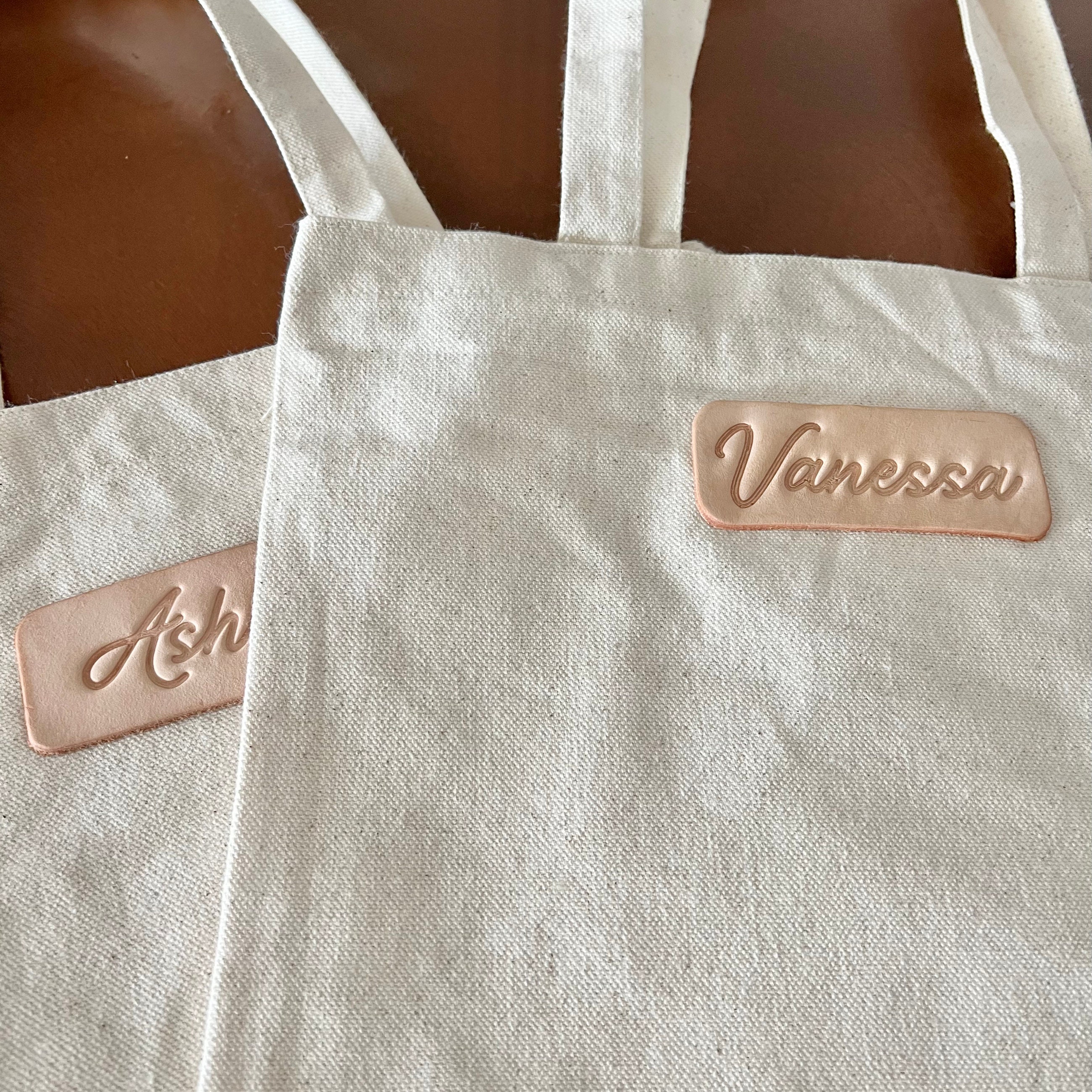 Custom Tote Bag Canvas Embossed Leather Patch 