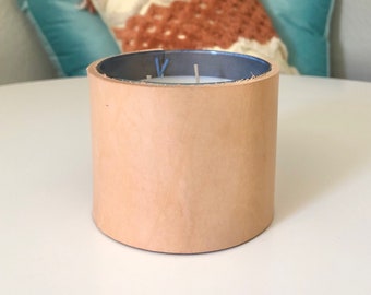 Leather 3 Wick Candle Holder -  Custom Hand Dyed