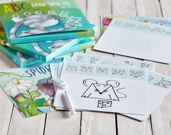 Trace & Erase Alphabet Educational Toy and Gift for 3 4 5 Years Old Boys Girls Draw Uppercase Letters to Animal for Preschool Kindergarten