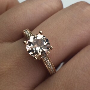 14K Rose Gold Morganite Diamond Engagement Ring
