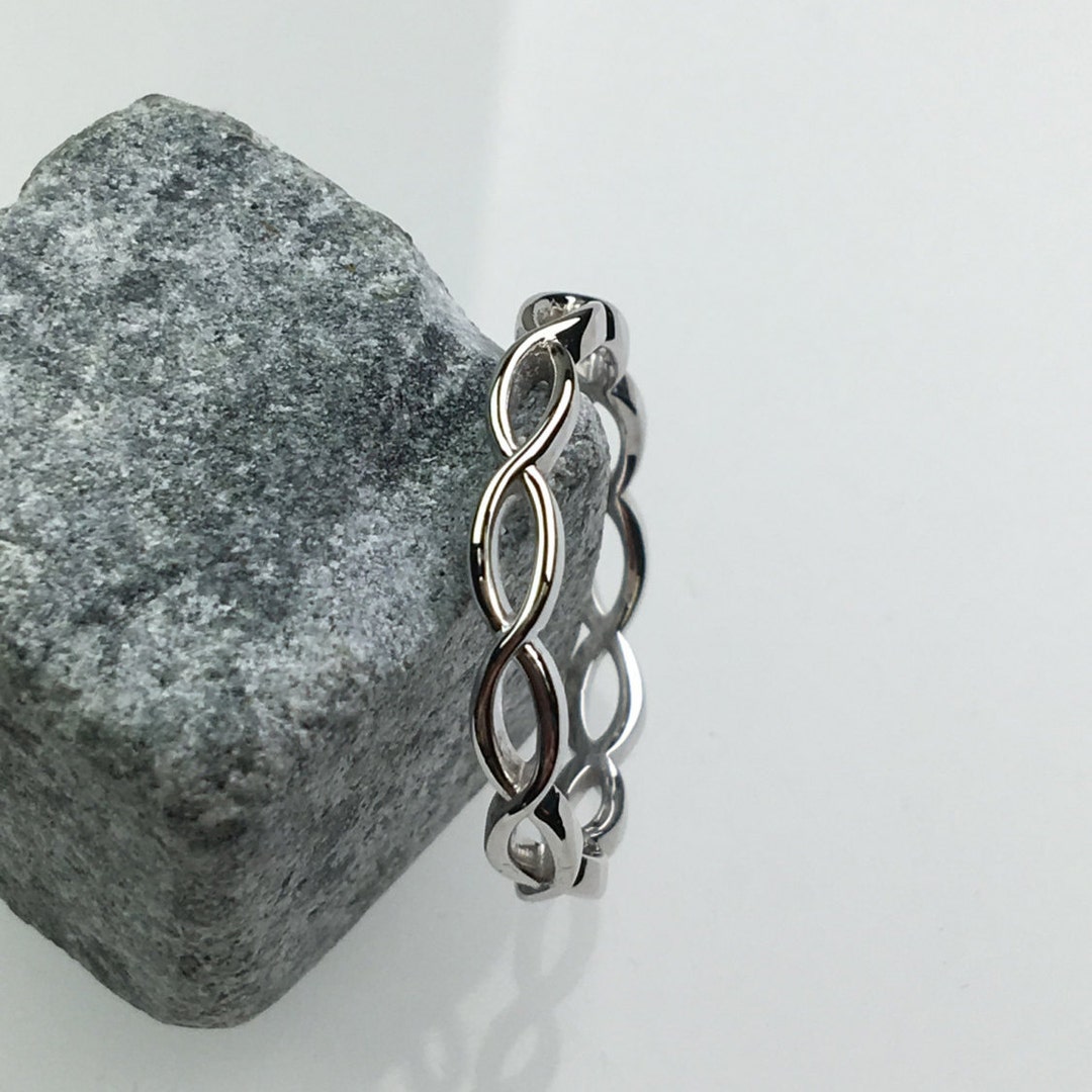 14K White Gold Twisted Band - Etsy