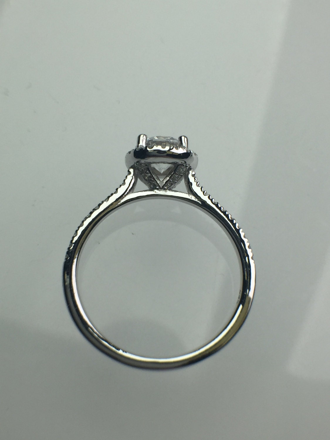 5mm FB Moissanite Diamond Halo Engagement Ring in 14K White Gold - Etsy