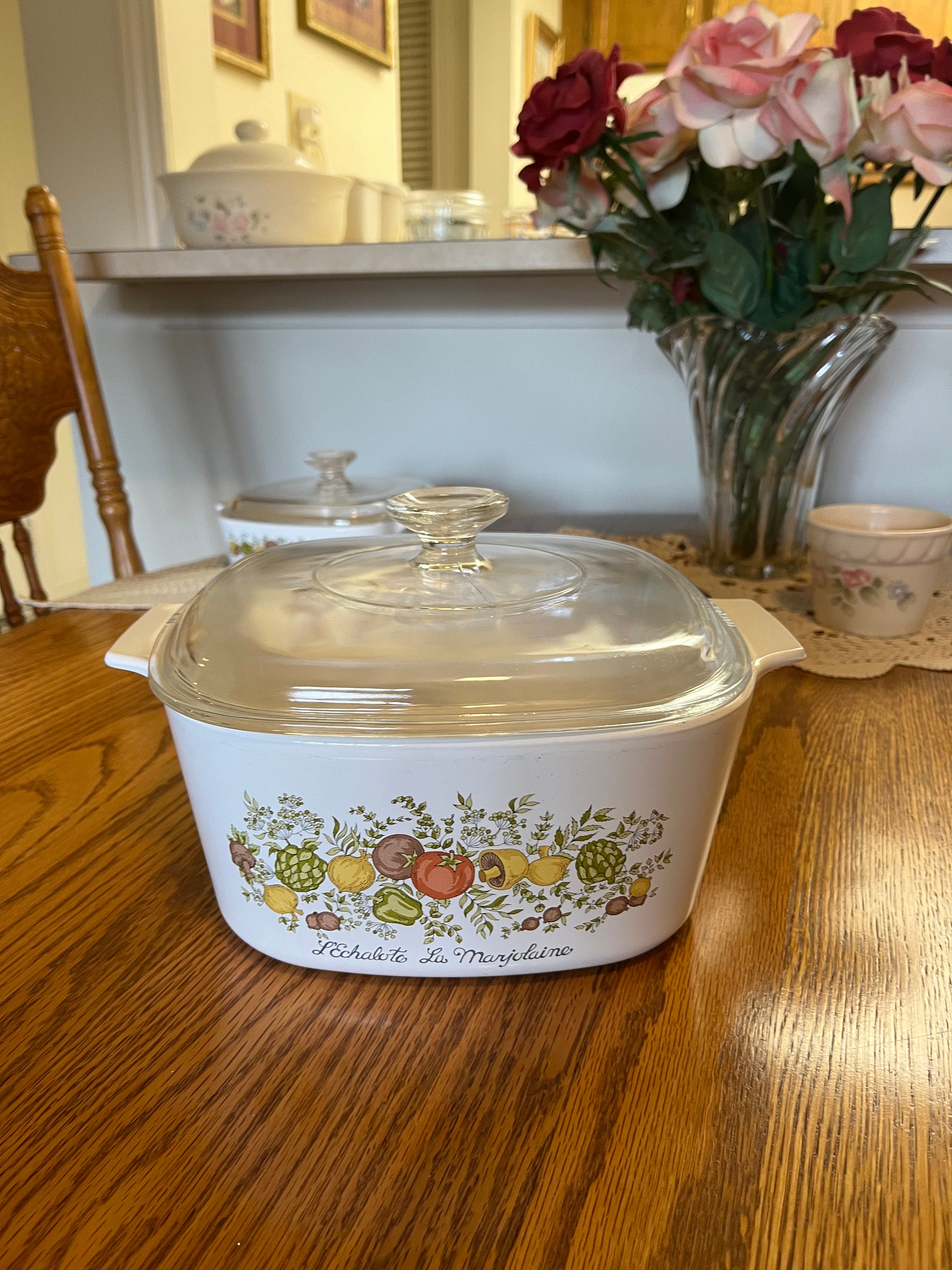 Vintage Corning Ware Spice of Life L echalote La Marjolaine 3 Liter 3 Quart Casserole Original Pyrex Lid A 3 B Excellent Condition Etsy