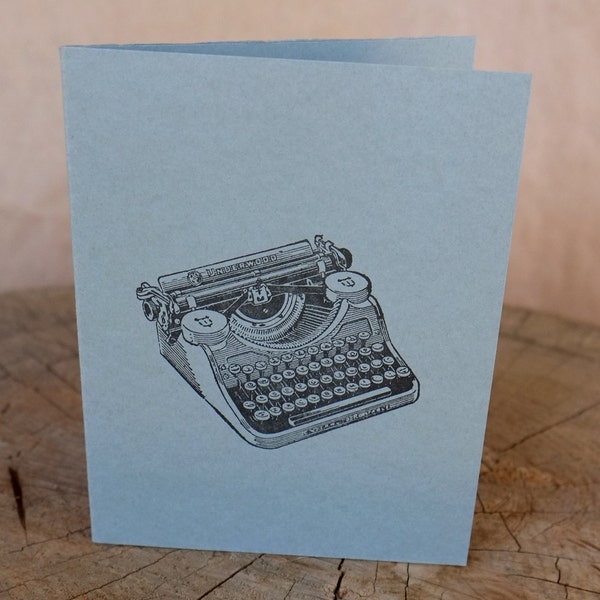 Letterpress Greeting Card, Typewriter – Steel Grey